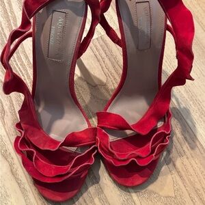 Aquazzura Red Ruffle Heels